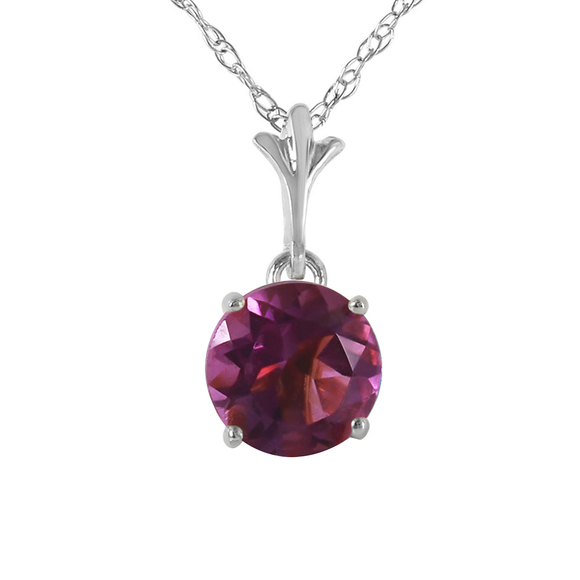 Galaxy Gold Products Jewelry - 14K. SOLID GOLD NECKLACE WITH NATURAL AMETHYST (White Gold)